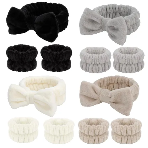 Chanaco 12 piezas de bandas para la cabeza y toallas de muñeca de spa para lavado facial, juego de bandas para el maquillaje, bandas para el cuidado