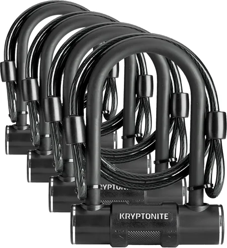 Miniatura 8 de Kryptonite Candado en U para bicicleta con cable de acero trenzado, cerradura antirrobo en U de alta seguridad, grillete de 0.472 in y cable