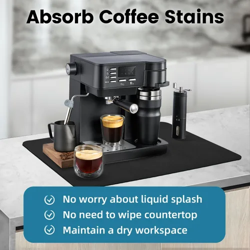Miniatura 8 de PoYang Tapete de café pequeño de 17 x 12 pulgadas, accesorios de barra de café para encimera, tapete absorbente para secado de platos, almohadilla