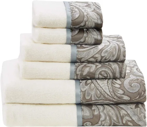 Miniatura 2 de Madison Park - MP73-5310 Aubrey - Juego de 6 piezas de jacquard para baño, 2 toallas de mano de baño, 2 paños de baño, diseño texturizado de lujo