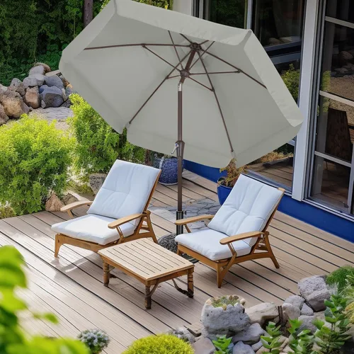 Miniatura 6 de ABCCANOPY - Sombrilla de patio de 7.5 pies con borde festoneado, sombrilla de mesa de exterior con inclinación y manivela, sombrilla de terraza