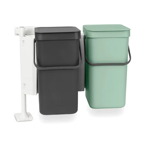 Miniatura 16 de Brabantia Sort & Go Cubo de Reciclaje 3.2 Galones (Verde Jade) Cubo de Basura de Plástico Eficiente en Espacio con Asa, Tapa Removible y Que