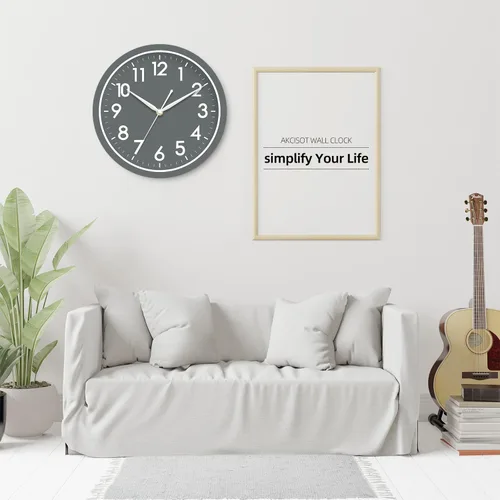 Miniatura 7 de AKCISOT Reloj de pared para baño de 10 pulgadas, relojes de pared analógicos pequeños que funcionan con pilas, silenciosos y sin tictac