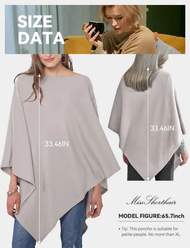 Miniatura 39 de MissShorthair Versatile Women's Shawl Wrap – Soft Knitted Poncho Cape Scarf for Fall Winter