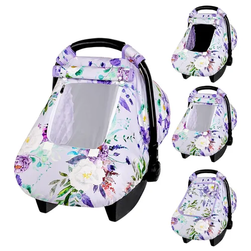 Funda para Asiento de Coche para Bebé Niña, Funda de Asiento de Coche de Invierno Cálida para Bebé, Toldo Infantil para Asiento de Coche con Ventana