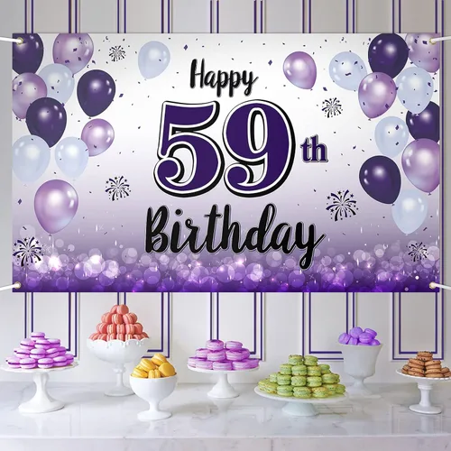 Miniatura 32 de Decoraciones de feliz cumpleaños 30, cartel grande de globo morado de 30 cumpleaños, suministros para fiesta de cumpleaños de 30 años. 30 (EE. UU.)