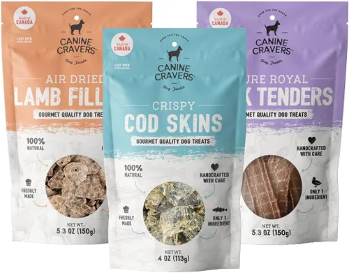 Miniatura 13 de Canine Cravers Golosinas para Perros de Un Solo Ingrediente – Filetes de Cordero Premium - Alimento para Mascotas Hipoalergénico Secado al Aire