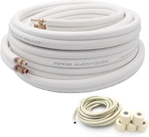 Extensión de tubo de cobre de aire acondicionado de 50 pies, 1/4 pulgadas 1/2 pulgadas 3/8 pulgadas de polietileno grueso para mini split AC y
