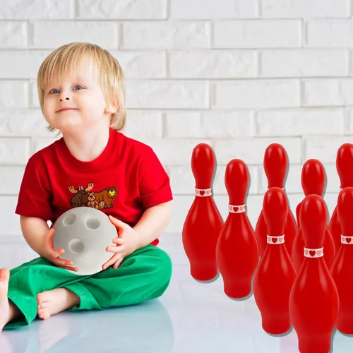 Miniatura 7 de 4E's Novelty Juego de bolos para el día de San Valentín, 10 pines rojos, 2 bolas, juego de carnaval para interiores y exteriores, juegos de fiesta