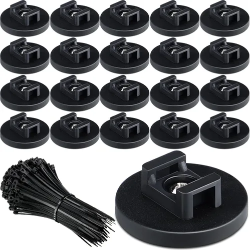 Miniatura 14 de Yookeer 120 piezas de soporte magnético para cables, multiusos, bases magnéticas de gestión de cables con cremallera resistente, montaje de bridas