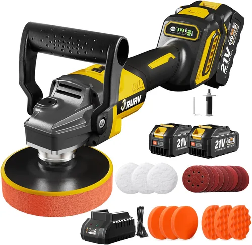 Pulidor de búfer inalámbrico para detalles de automóviles, pulidor de automóvil de 7230 RPM, batería de iones de litio de 21 V 4.0 Ah, pulidora