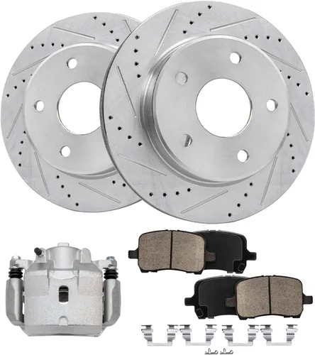Miniatura 45 de Detroit Axle - 4 rotores de freno para Chevrolet Cruze Volt Orlando Verano, rotores de freno de disco perforados y ranurados de repuesto : rotor