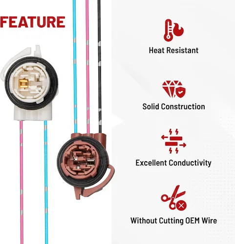 Miniatura 3 de RED WOLF 3156 3157 Arnés precableado con conector de enchufe de enchufe de enchufe de instalación de bombillas LED se adapta a la mayoría