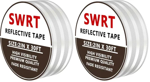 Miniatura 11 de SWRT Cinta reflectante de 2 pulgadas x 30 pies para exteriores, impermeable, DOT-C2, resistente a la decoloración, cinta reflectante blanca, cinta