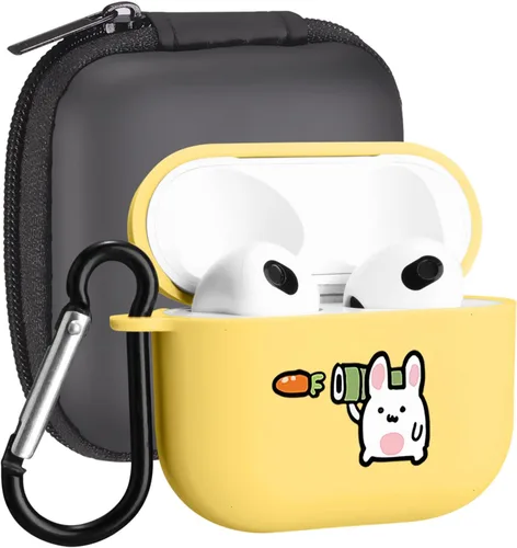 Miniatura 18 de Funda compatible con Airpods de 3ª generación, linda funda para Airpods 3, diseño de rana, protectora para mujeres y niñas con llavero para Apple