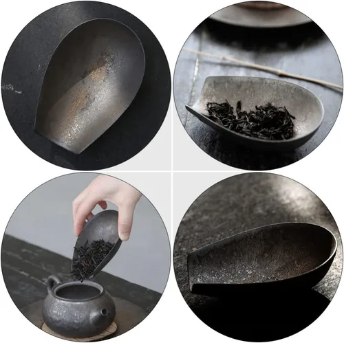 Miniatura 9 de Pala de té retro china de porcelana y recipiente de té, harina de café, pala de sal, presentación de hojas sueltas, accesorio de Gongfu