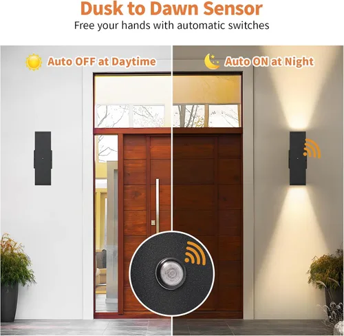 Miniatura 3 de 1 paquete de iluminación exterior del atardecer al amanecer, luces LED cuadradas hacia arriba y hacia abajo, accesorios de iluminación exterior