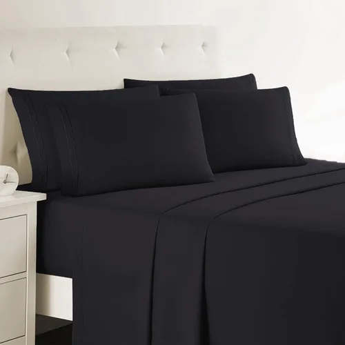 Miniatura 55 de Clara Clark - Juego de sábanas King con Flex Top, 6 piezas - Sábanas de lujo para cama King con cabeza dividida, juego de cama súper suave, King