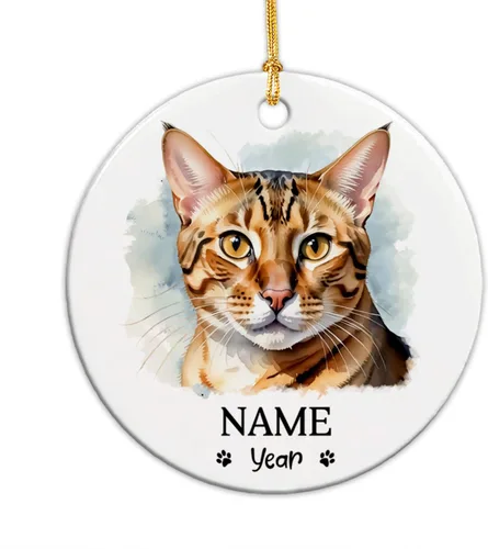 Miniatura 8 de Adornos de Navidad abisinios 2026, adorno de cerámica con nombre personalizado de gato, regalo de gato abisinio para hombres y mujeres, amantes