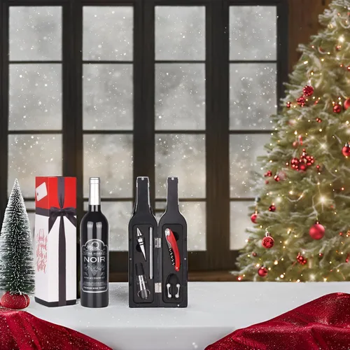Miniatura 6 de Solaris Juego de regalo de accesorios de vino, 5 piezas de sacacorchos de lujo con elegante caja de regalo, regalo perfecto para vino de fiesta