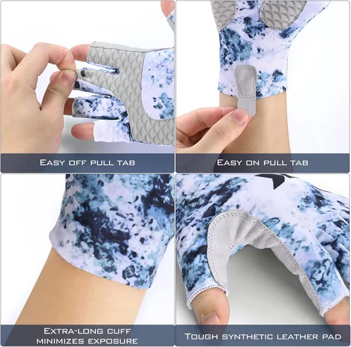 Miniatura 2 de KastKing La Sal Guantes de pesca UPF50+ Guantes de sol Guantes de protección UV Guantes sin dedos para hombres y mujeres para exteriores, kayak