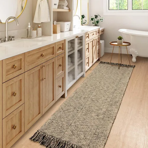 Miniatura 67 de Collive - Tapete de pasillo de cocina, 2 x 4.3 pies, tejido a mano, reversible, lavable, de algodón, color blanco/beige, para baño, pasillo