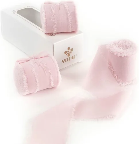 Miniatura 24 de MEEDEE Cinta de Gasa Deshilachada Rosa Empolvado de 2 Pulgadas Cintas de Gasa con Flecos Cintas Rosa Empolvado para Manualidades Cinta de Gasa