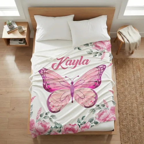 Miniatura 2 de Manta de mariposa personalizada con texto, manta de franela personalizada con nombre, para niños, perros y gatos, regalo de 30 x 40 pulgadas, XS