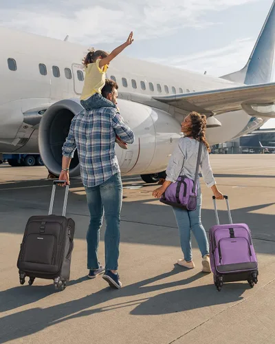 Miniatura 6 de BAGSMART Equipaje de mano Sets 2 piezas, Violeta enigmática, Viajes en familia