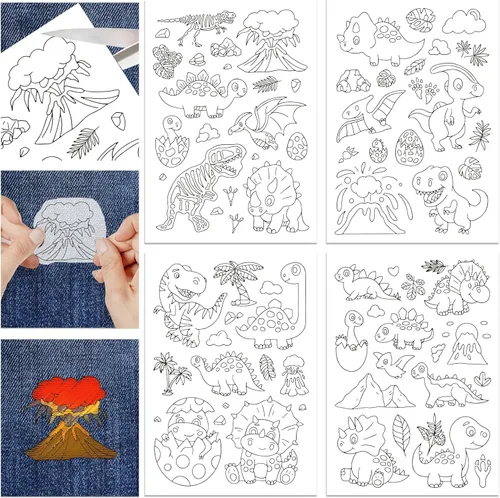 Miniatura 10 de GLOBLELAND Estabilizador soluble en agua de dibujos animados, 4 hojas de dibujos animados, estabilizador de costura a mano, patrones de bordado