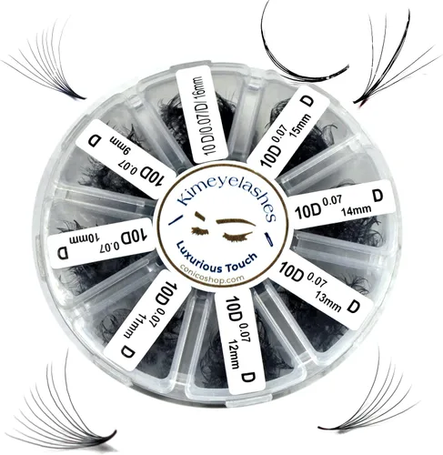 Miniatura 8 de 6D - 0.07 C y D Curl 1000 Abanicos de volumen prehechos sueltos, extensiones de pestañas hechas a mano, suministros de volumen ruso para abanicos