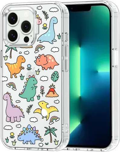 MOSNOVO - Funda para iPhone 13 Pro, grado militar, probada en caídas de 6.6 pies, transparente con diseño de tierra de dinosaurios Transparente -
