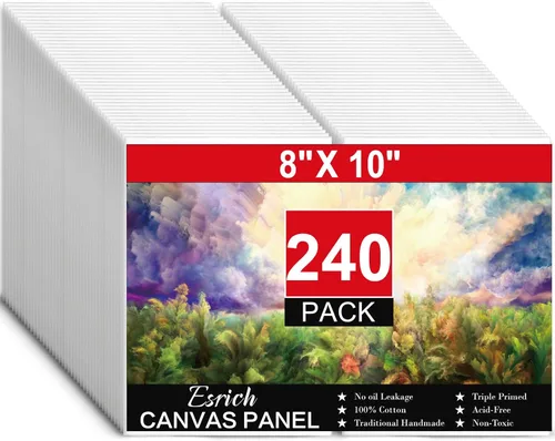 Miniatura 8 de ESRICH Tableros de lienzo para pintar de 8 x 10 pulgadas, paquete de 56 lienzos a granel de 8 x 10 pulgadas para pintar, paneles de lona de algodón