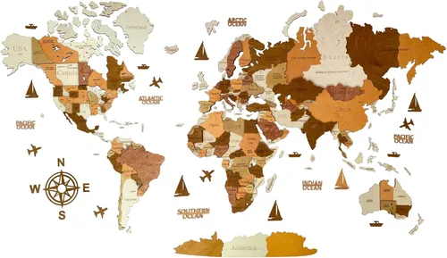 Miniatura 11 de Mapa del mundo de madera, arte 3D, decoración de pared grande, tamaño (M, L, XL) Idea de regalo para cualquier ocasión, arte de pared para el hogar