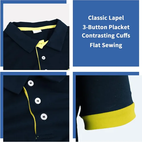 Miniatura 3 de CEHT Camisas polo de manga corta y manga larga de algodón para hombre, camisas polo de golf para hombre, ajuste delgado, tops casuales