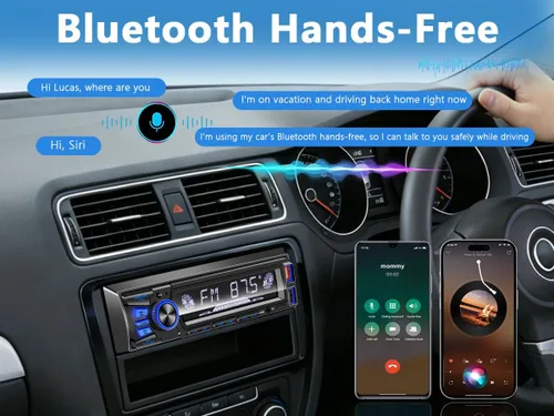 Miniatura 2 de Radio de coche Bluetooth Single DIN Audio estéreo para automóvil, audio para automóvil con manos libres y control de aplicación, compatible con FM