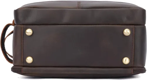 Miniatura 6 de Polare - Neceser de cuero de grano completo, kit de afeitado, estuche de viaje, bolsa de lavado con cremalleras YKK