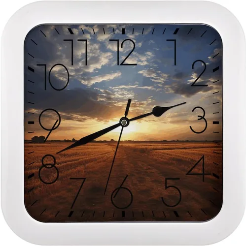 Miniatura 23 de 10" Square Modern Wall Clock,A Cat in Outer Space Print Kitchen Clocks Wall Battery Operated,Silent Non Ticking Unique Funny Cute Wall Clock for