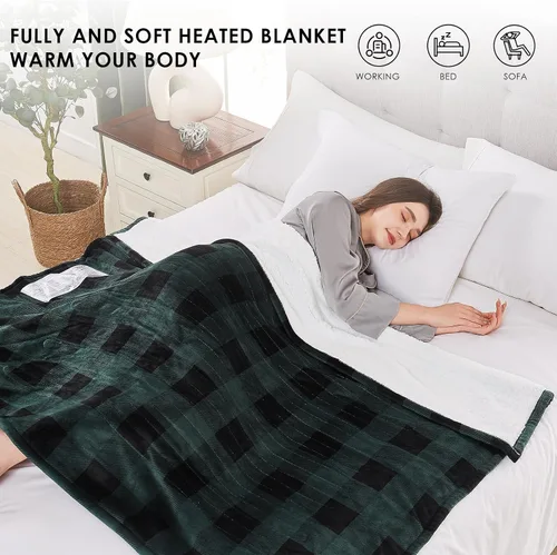 Miniatura 3 de Homemate Manta eléctrica térmica de 50 x 60 pulgadas, manta térmica de franela ultra suave y acogedora con 10 niveles de calor rápidos, 8 horas