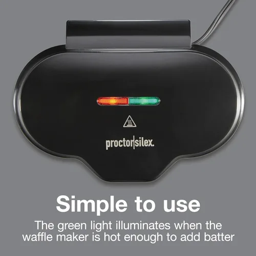 Miniatura 6 de Proctor Silex - Mini máquina para hacer gofres doble con rejillas redondas antiadherentes de 10 cm, hace 2 gofres Keto personalizados y croquetas