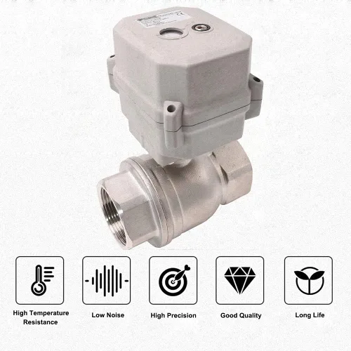 Miniatura 6 de NPT 1,5" válvula de bola motorizada AC24V/DC12-24V válvula de bola eléctrica CR2-02 con indicador y anulación manual Stainless Steel 304 with