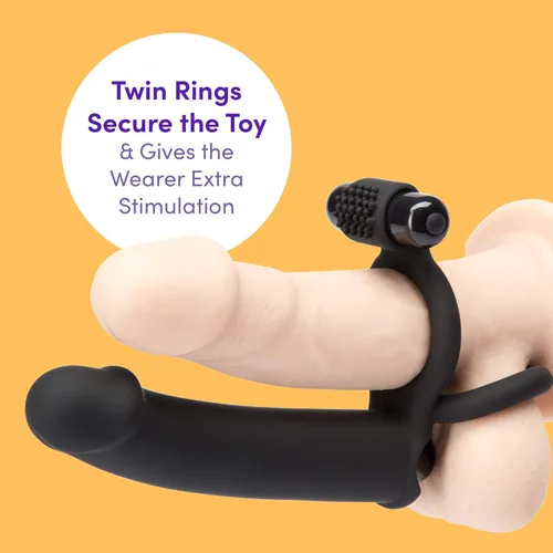 Miniatura 5 de Lovehoney Double Fun - Correa vibratoria de doble penetración en el consolador, correa de silicona de 5.5 pulgadas para hombres, 2 vibradores