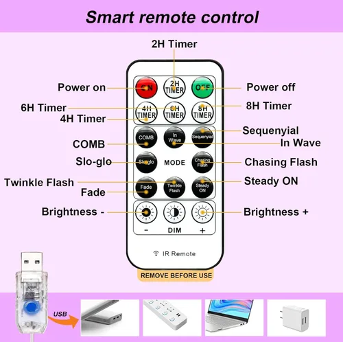 Miniatura 4 de Luz de Cortina Morada para Dormitorio, 300 LED 9.8 pies x 9.8 pies Luz de Cortina de Hadas para Ventana con 16 Ganchos, Control Remoto de 8 Modos