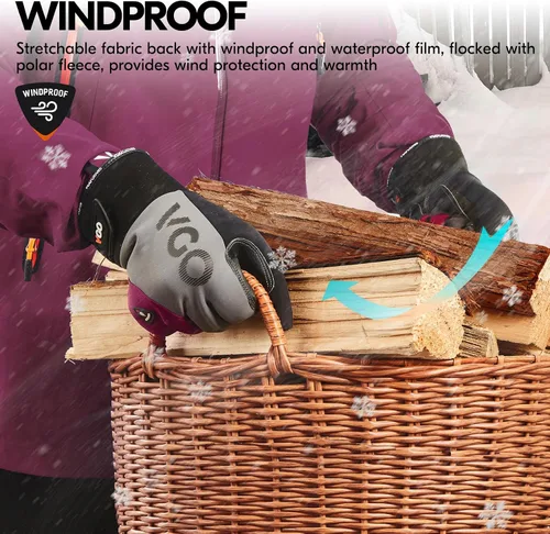 Miniatura 5 de Vgo... -20℃/-4°F Guantes de trabajo de invierno para mujeres, Guantes de trabajo impermeables para clima frío (SL8777FW-FM)