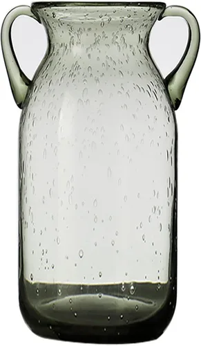 Miniatura 6 de Jarrón de cristal transparente, florero de vidrio con doble oreja, jarrón de boca ancha para decoración de interiores y exteriores (3)