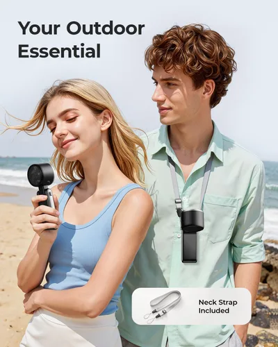 Miniatura 3 de Ventilador Portátil de Mano Turbo - 5 Velocidades Alta Velocidad 4000mAh Mini Ventilador de Mano Personal Recargable Sopla Aire Frío, Operado por
