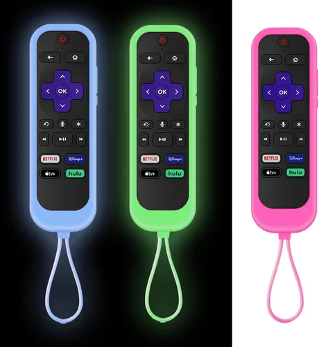 Juego de 3 fundas para controles remotos Westinghouse Roku TV | Onn Roku | TCL Hisense Roku Funda protectora de silicona universal para Roku Remote