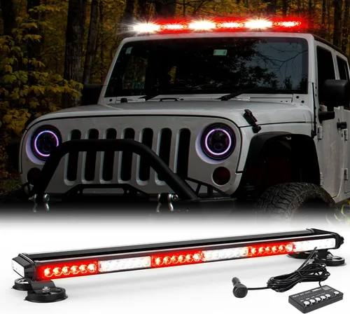Miniatura 10 de WINECO - Barra de luces estroboscópicas LED ámbar de 29.5" para techo, doble cara intermitente, luz de emergencia, señal de peligro, advertencia