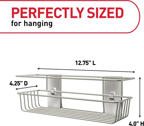 Miniatura 2 de Command Organizador de ducha negro mate con tiras resistentes al agua, organizador de baño, soporta hasta 6.5 libras