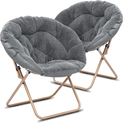 Miniatura 51 de Cómoda silla con platillo, silla de sala de estar, silla plegable acolchada suave de piel sintética, cómoda silla cuadrada de luna para sala